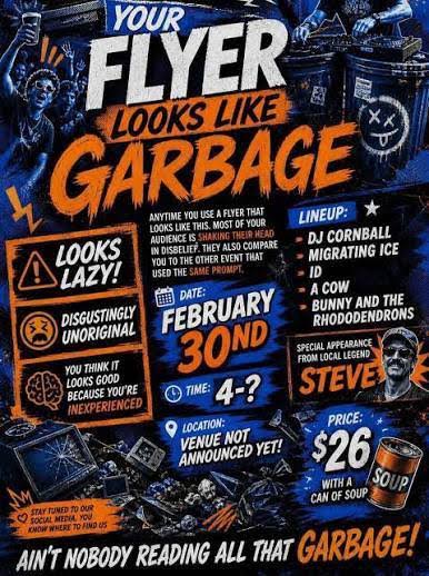 Meme flyer: your flyer looks like garbage